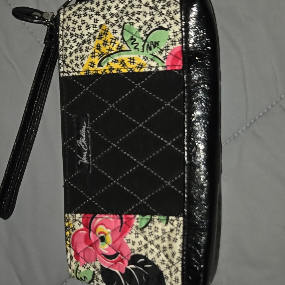 Vera Bradley Black and Floral Wristlet